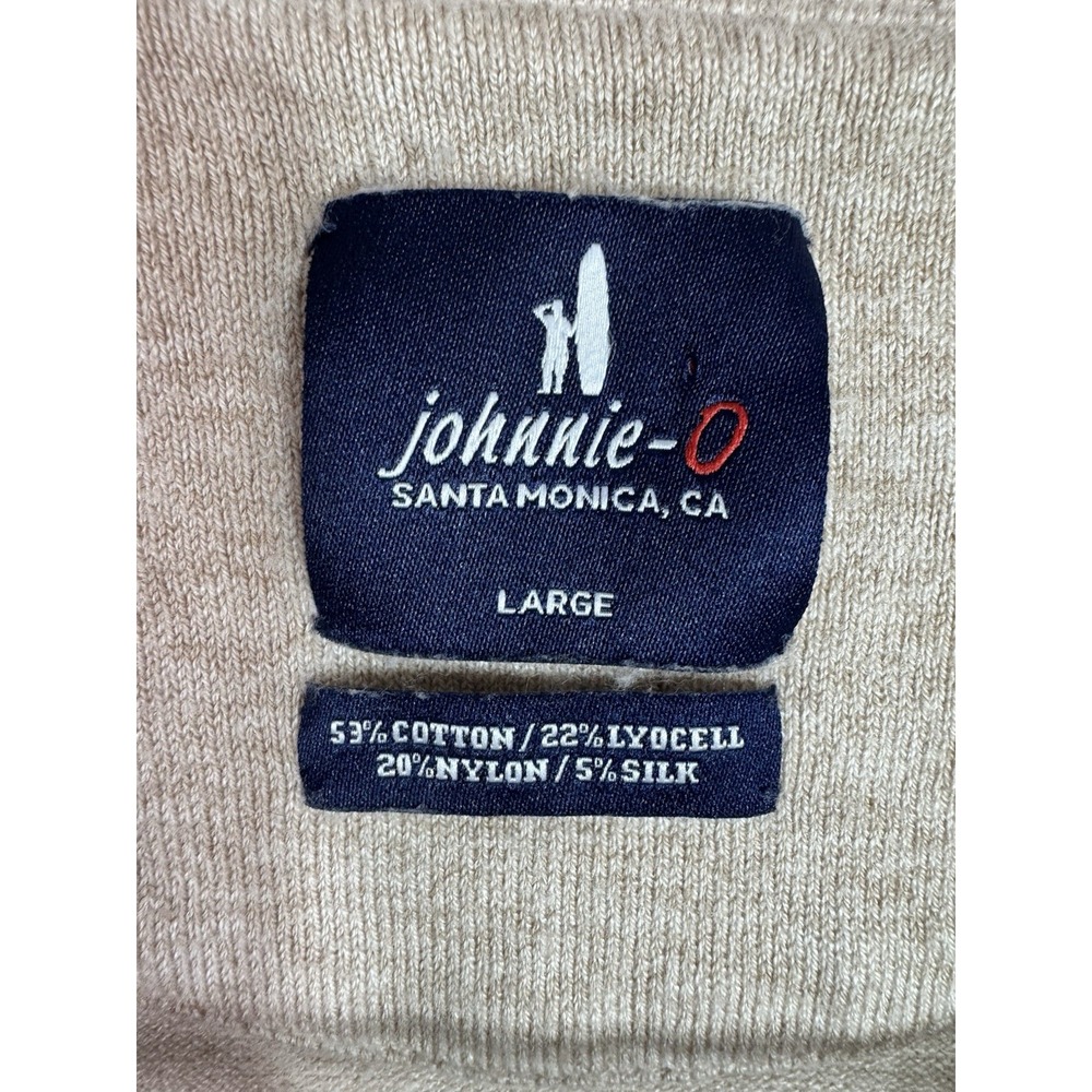 JOHNNIE-O Crewneck Knit Sweater Size Large Cotton Nylon Silk Camel‎ Color - Picture 6 of 6